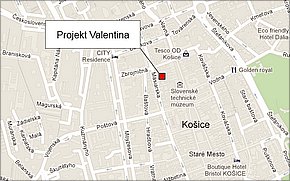 Projekt Valentina Košice - lokalita